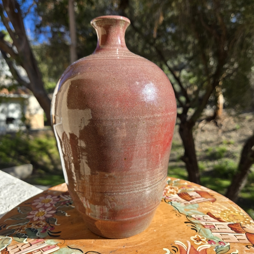 Signed 1993 Quan Sec Studio Pottery Vase Jug Handmade Stoneware Ceramic Art Glaz